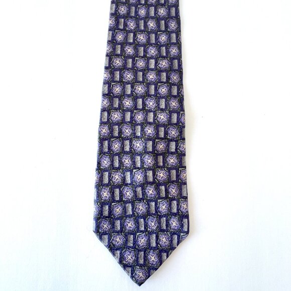 Geoffrey Beene 100% Silk Neck Tie, Purple, Black and Gold, Excellent Condition! - Picture 2 of 7